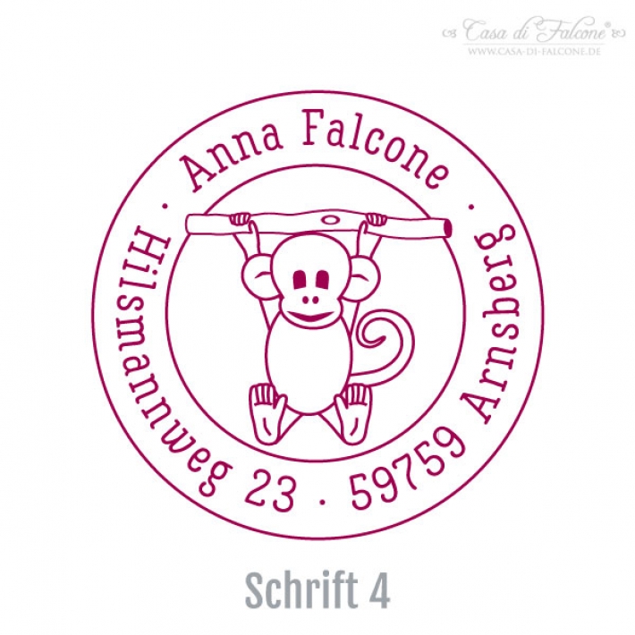 Kinderadressstempel Affe