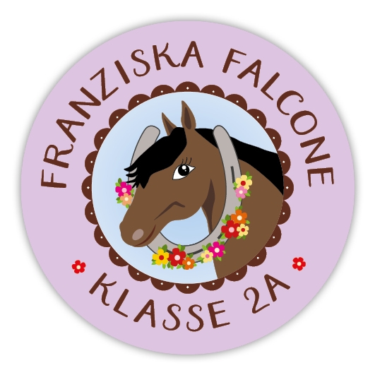 Schulaufkleber I Namensaufkleber fr die Schule Pferd