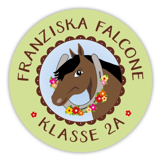 Schulaufkleber I Namensaufkleber fr die Schule Pferd