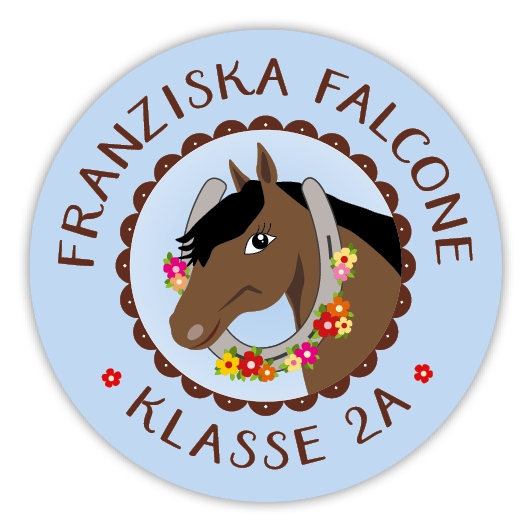 Schulaufkleber I Namensaufkleber fr die Schule Pferd