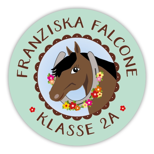 Schulaufkleber I Namensaufkleber fr die Schule Pferd