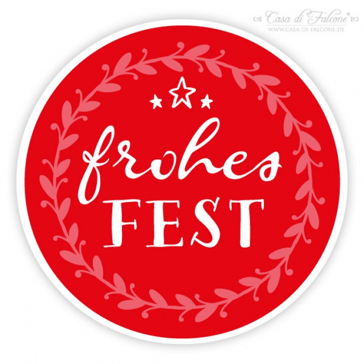 Weihnachtsaufkleber "Frohes Fest" Ranke rot, rosa, beere