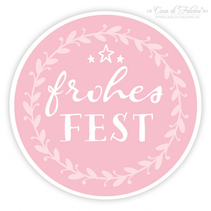 Weihnachtsaufkleber "Frohes Fest" Ranke rot, rosa, beere