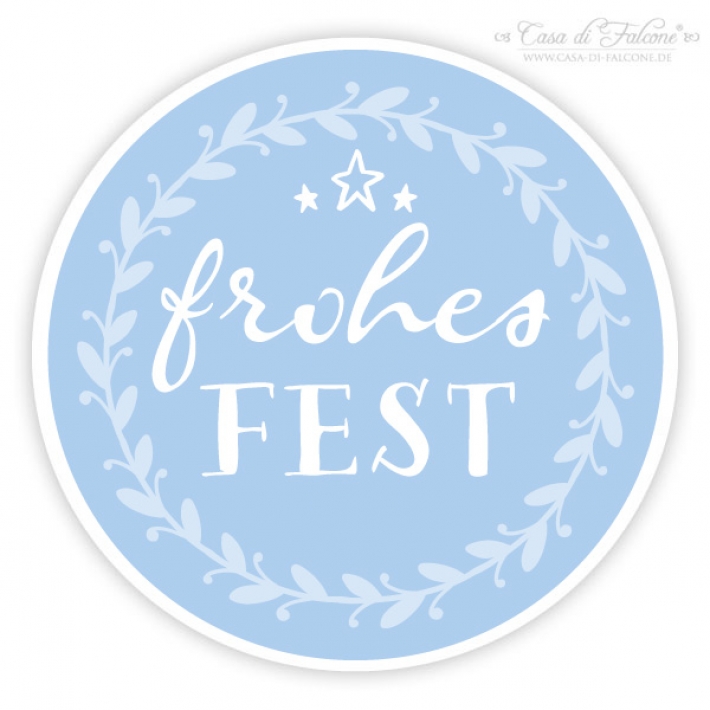 Weihnachtsaufkleber "Frohes Fest" Ranke Blautne