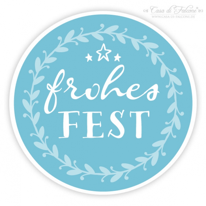 Weihnachtsaufkleber "Frohes Fest" Ranke Blautne