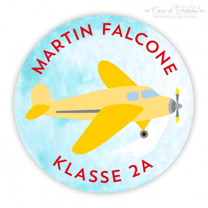 Schulaufkleber I Namensaufkleber fr die Schule Flugzeug