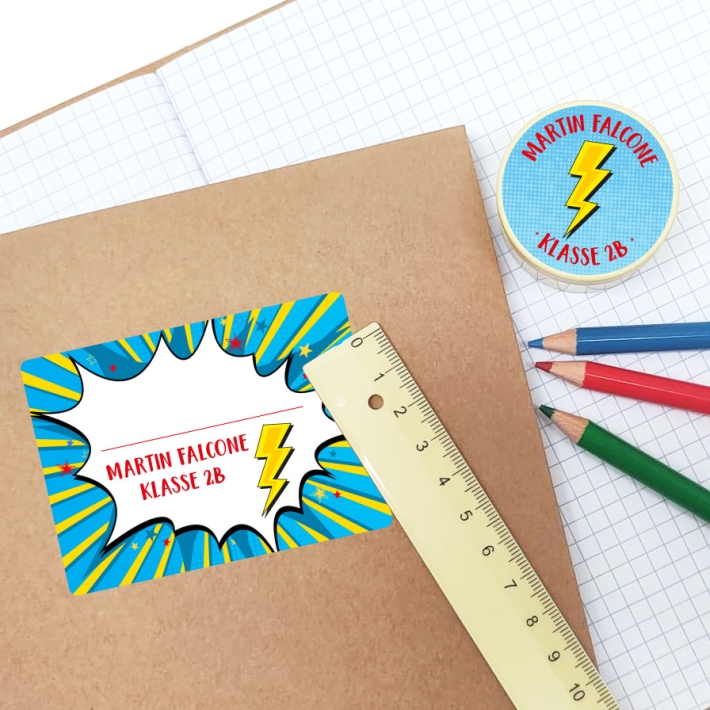 Schulaufkleber I Namensaufkleber fr die Schule comic