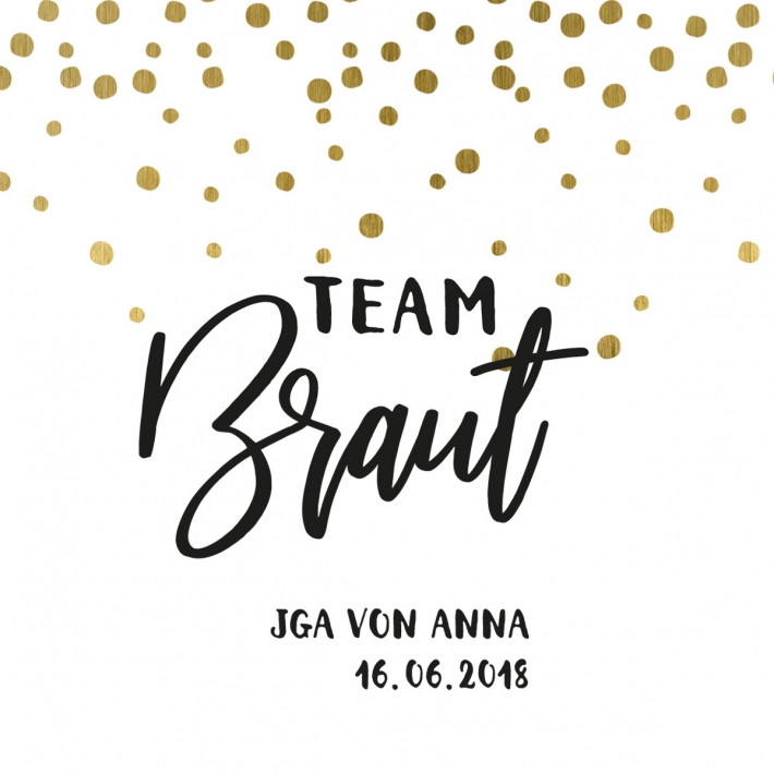 JGA I Hochzeit Prosecco Dose Banderole Dots gold