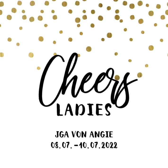 JGA I Hochzeit Prosecco Dose Banderole Dots gold