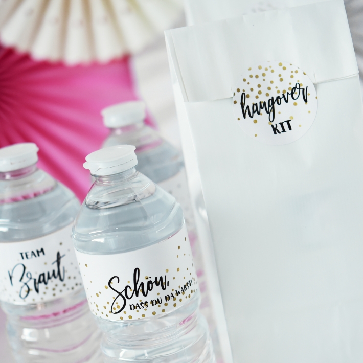 Hochzeitsaufkleber I JGA Aufkleber Hangover Kit Dots gold