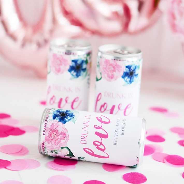 JGA I Hochzeit Banderole fr Prosecco Getrnkedosen, floral