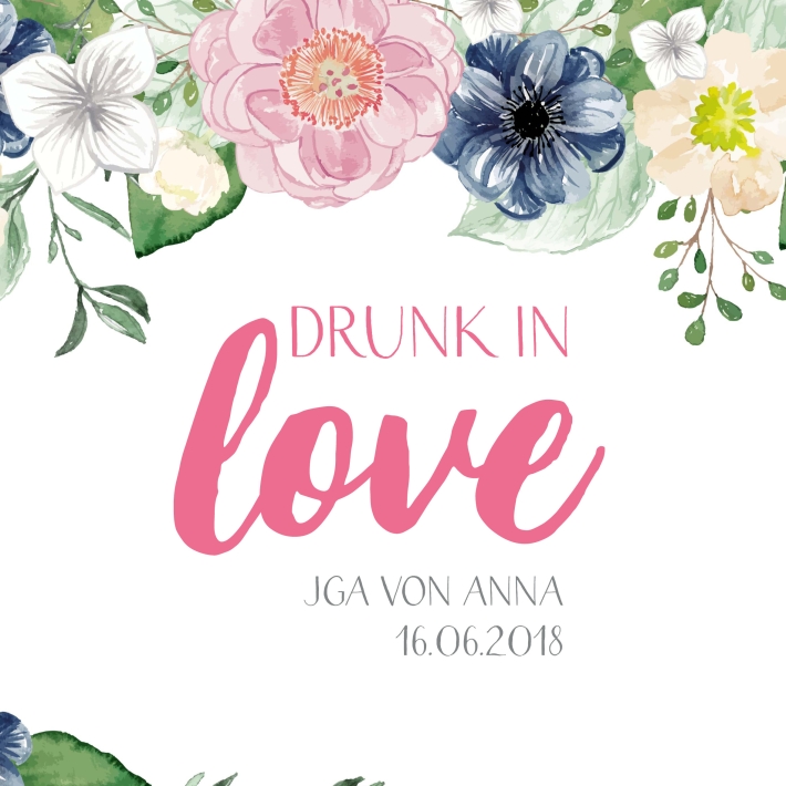 JGA I Hochzeit Banderole fr Prosecco Getrnkedosen, floral
