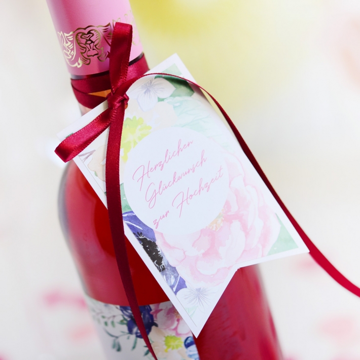 Weinetiketten Set Hochzeit, floral