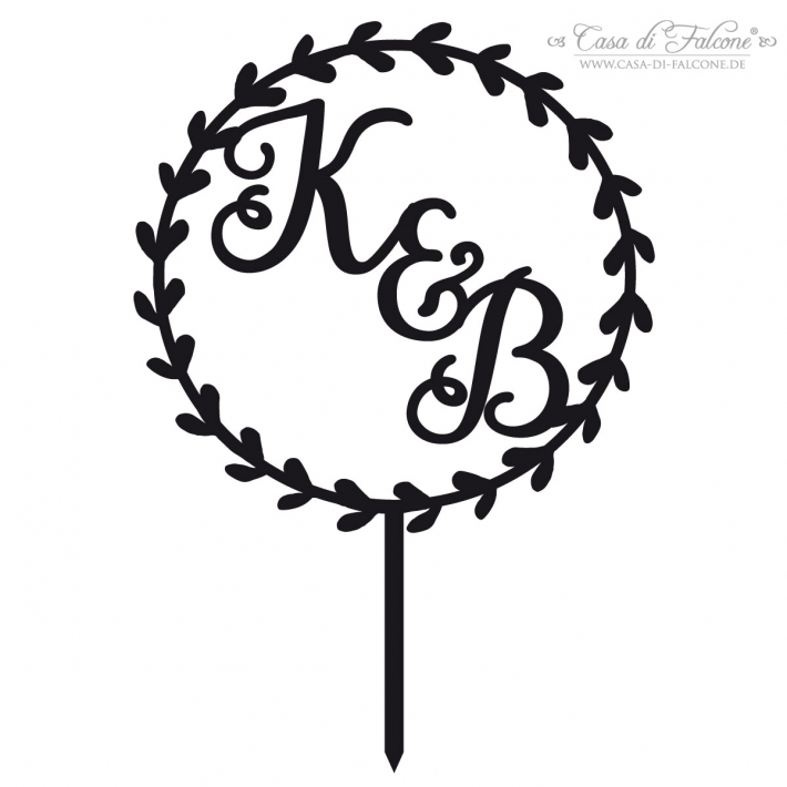 Hochzeit Caketopper mit Namen, Ranke rund
