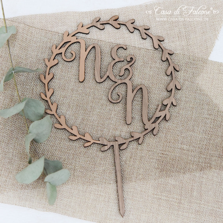 Hochzeit Caketopper mit Namen, Ranke rund