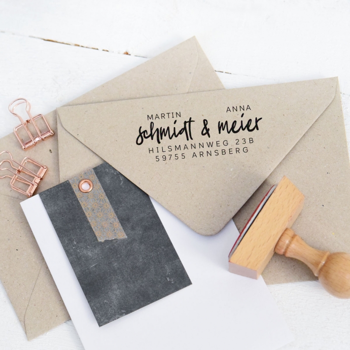 Adressstempel personalisiert mit Doppelnamen