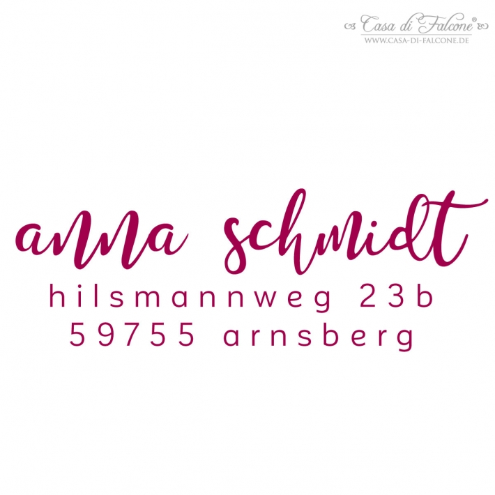 Adressstempel personalisiert, Kalligrafie