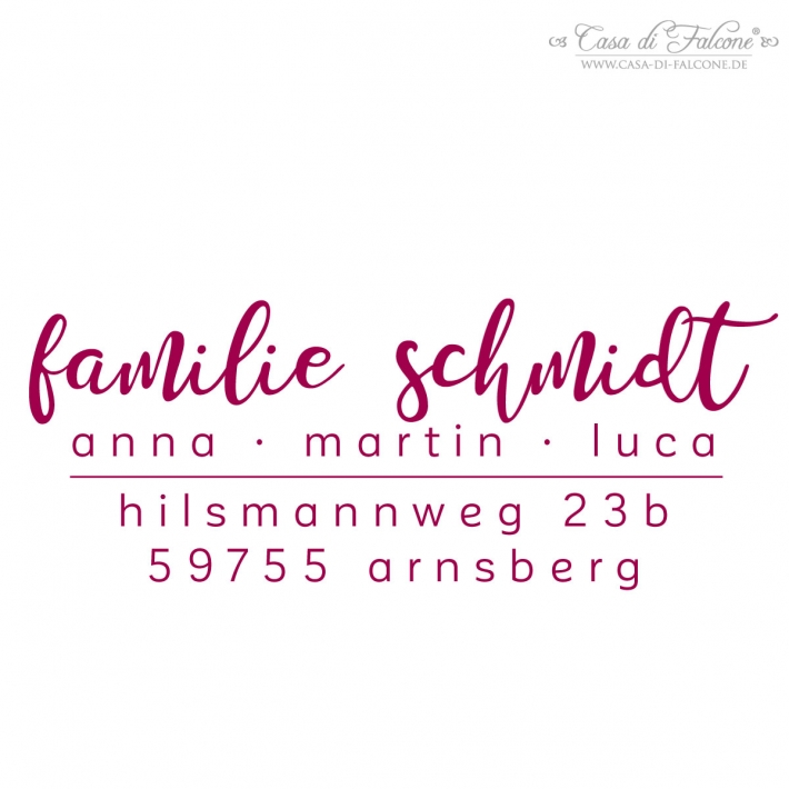 Adressstempel personalisiert, Kalligrafie