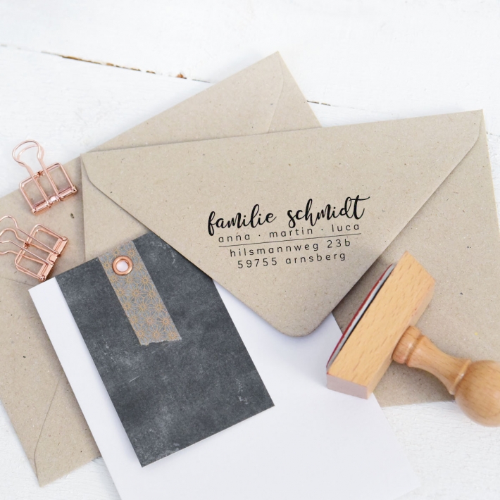 Adressstempel personalisiert, Kalligrafie