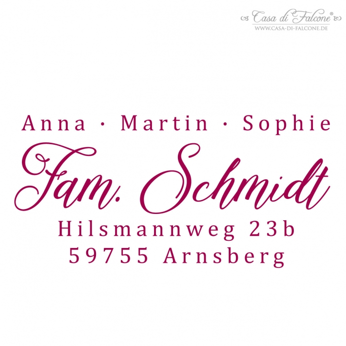 Adressstempel personalisiert, Schreibschrift
