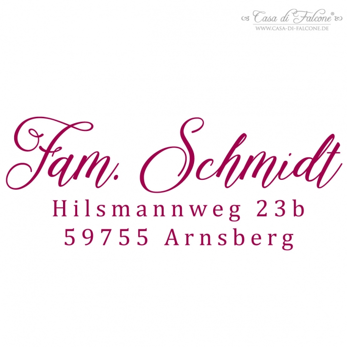 Adressstempel personalisiert, Schreibschrift