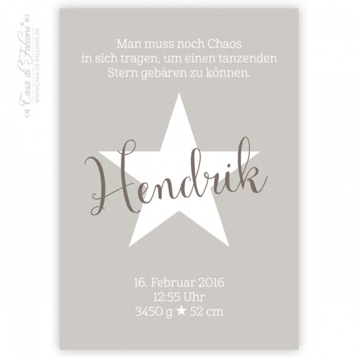 Personalisiertes Poster mit Geburtsdaten, Stern