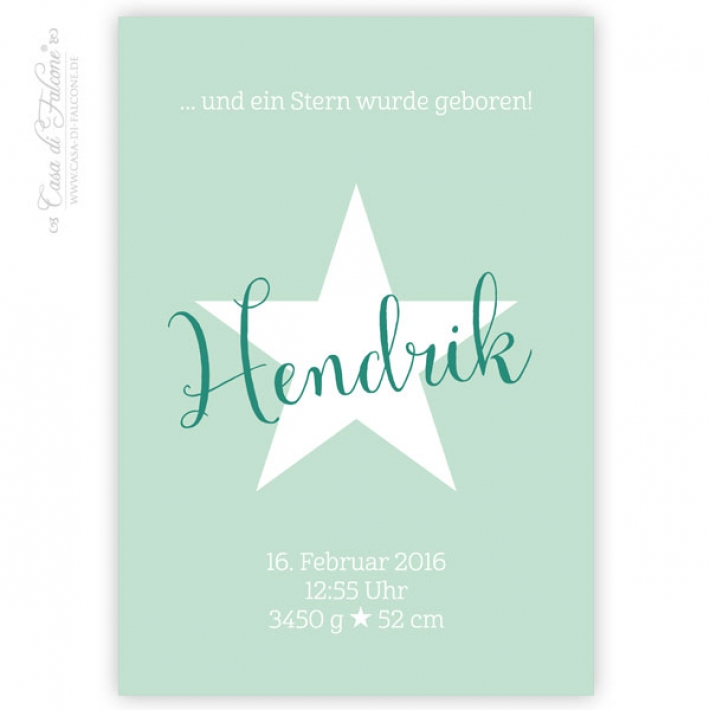 Personalisiertes Poster mit Geburtsdaten, Stern