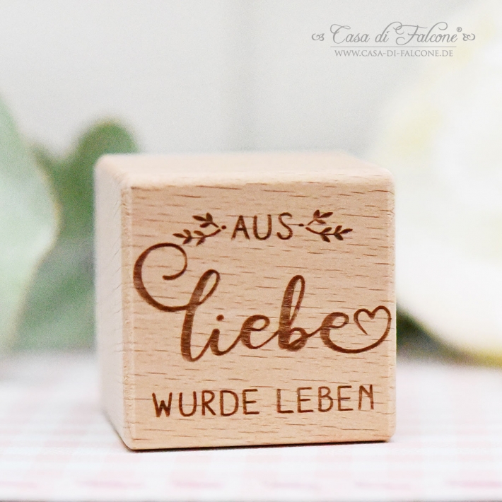 Personalisiertes 4er Holzwrfel-Set zur Geburt, Ranke