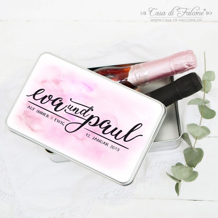 Personalisierte Erinnerungskiste Hochzeit, aquarell