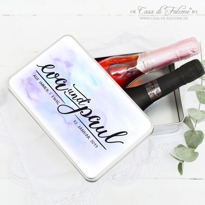 Personalisierte Erinnerungskiste Hochzeit, aquarell