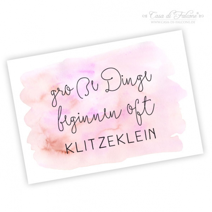 Postkarte zur Geburt, klitzeklein rosa