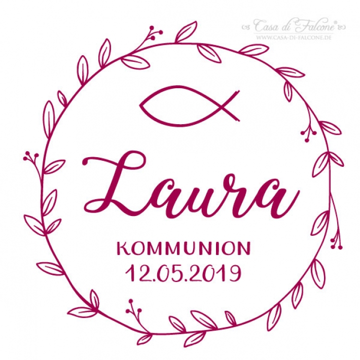 Personalisierter Stempel zur Kommunion, Fisch Ranke