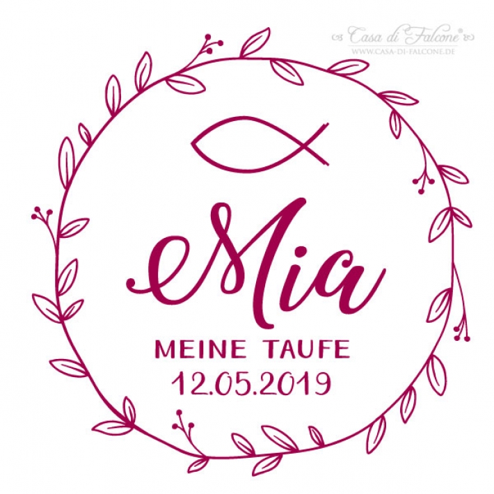 Personalisierter Stempel zur Kommunion, Fisch Ranke