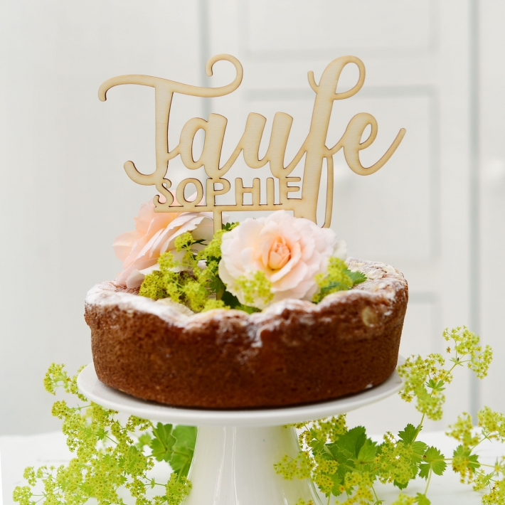 Personalisierter Cake topper zur Taufe, Kalligrafie