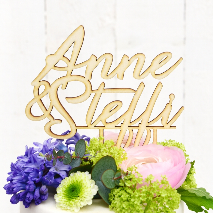 Cake topper Kalligrafie, personalisiert mit Namen