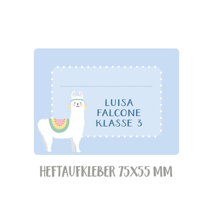 Namensaufkleber Set fr die Schule Lama