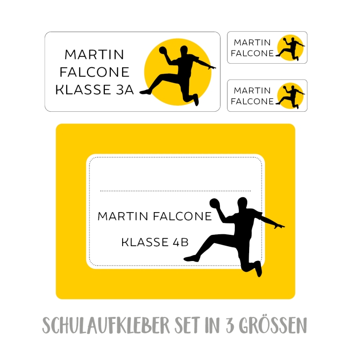 Namensaufkleber Set fr die Schule Handball
