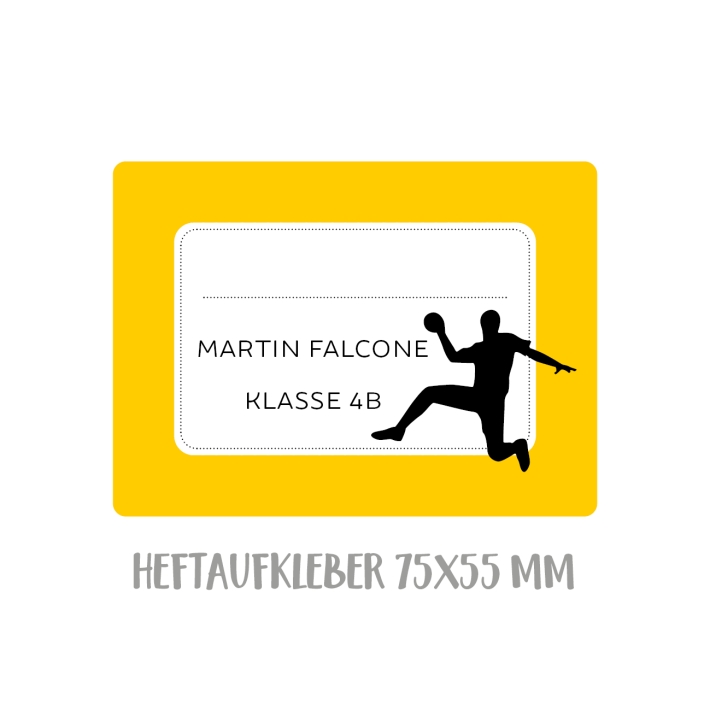 Namensaufkleber Set fr die Schule Handball