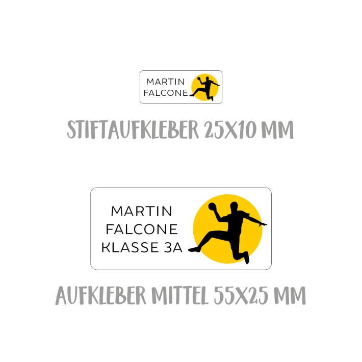 Namensaufkleber Set fr die Schule Handball