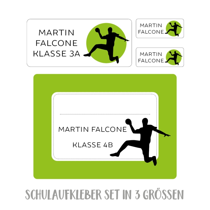 Namensaufkleber Set fr die Schule Handball