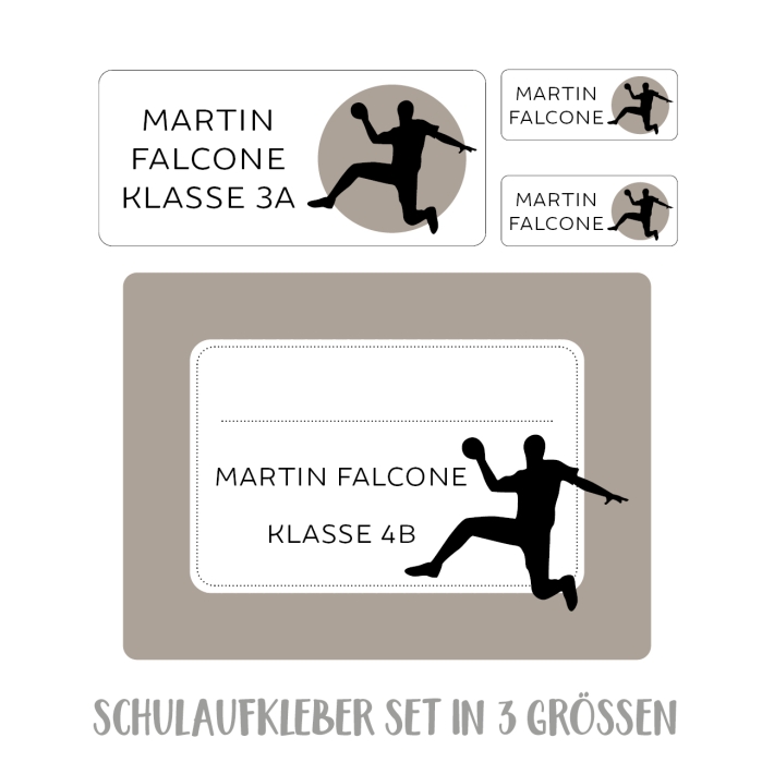 Namensaufkleber Set fr die Schule Handball
