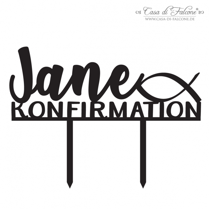 Kommunion Cake topper Fisch, personalisiert