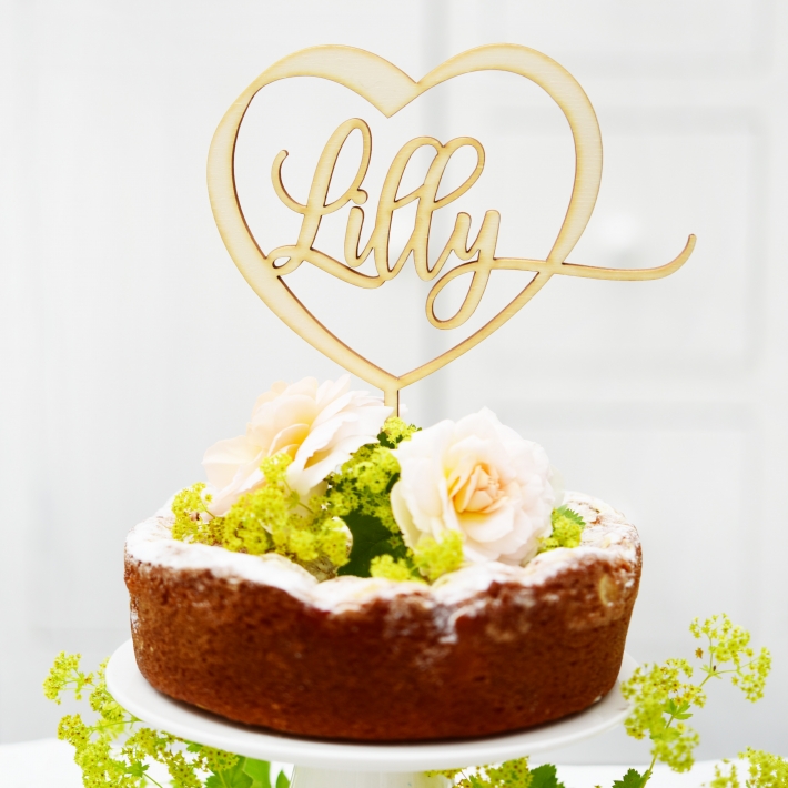 Personalisierter Caketopper mit Namen, Herz