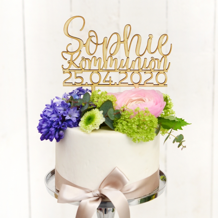 Cake topper Kommunion personalisiert mit Name und Datum