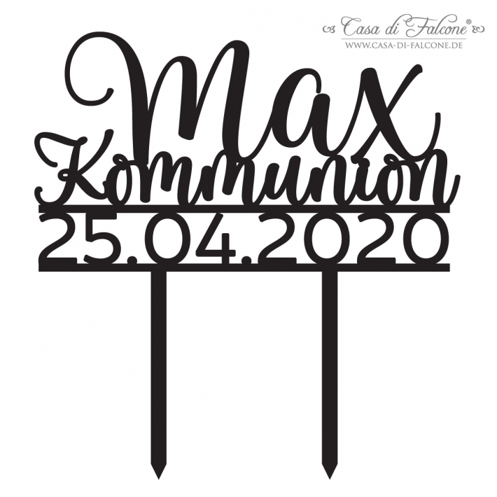 Cake topper Kommunion personalisiert mit Name und Datum