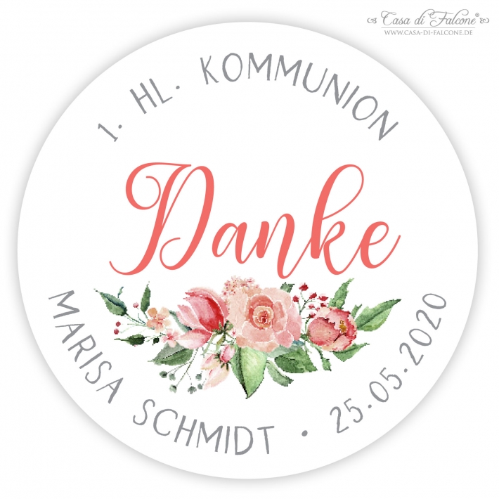 Personalisierte Aufkleber zur Konfirmation, Rose