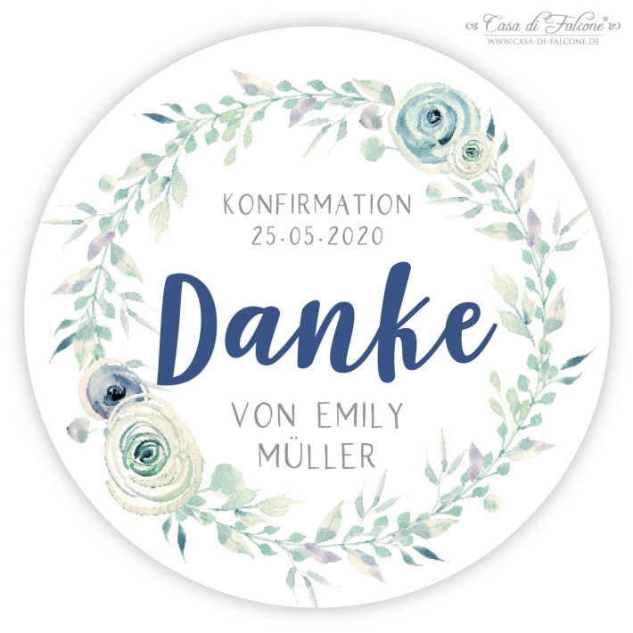 Kommunionsaufkleber, Bltterkranz floral