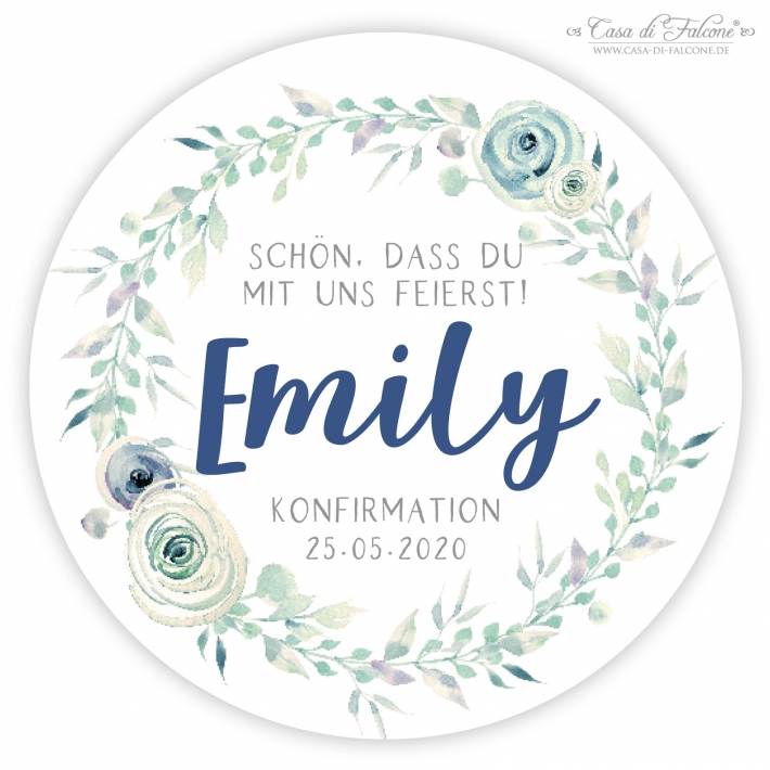 Kommunionsaufkleber, Bltterkranz floral