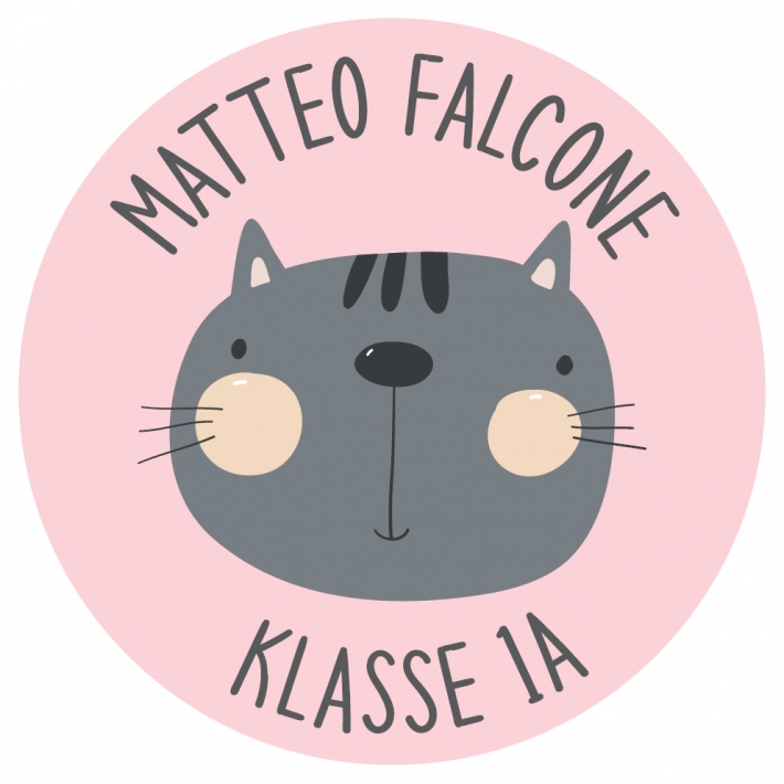 Schulaufkleber I Namensaufkleber fr die Schule Katze
