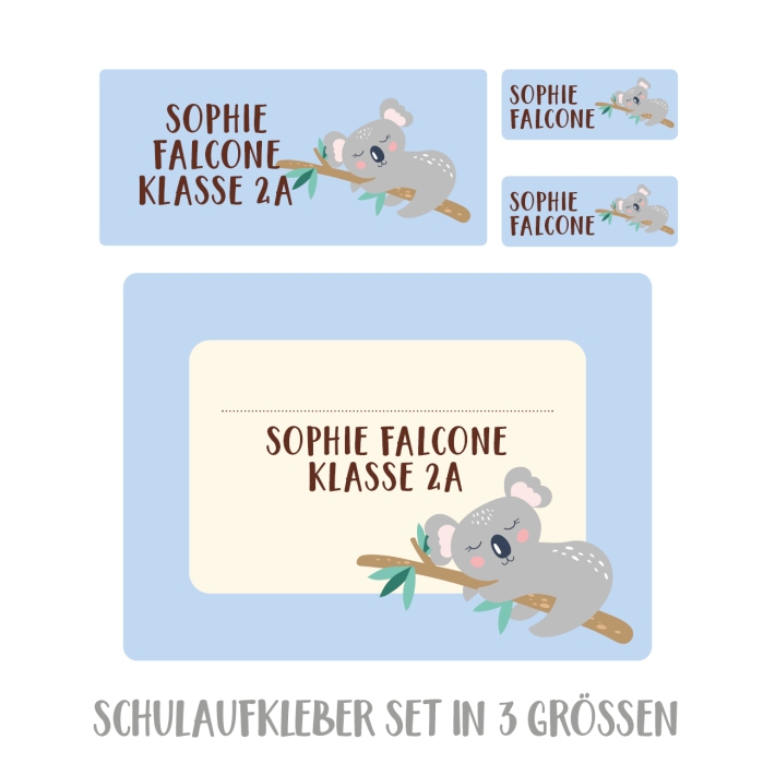Namensaufkleber Set fr die Schule Koala